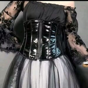 Black Lace and Vinyl Corset